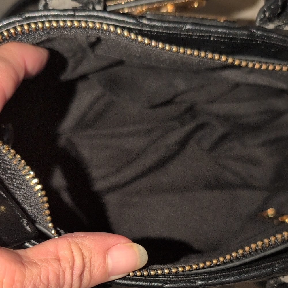 Badgley Mischka Black Quilted Satchel With Removable Crossbody Strap - Picture 7 of 9